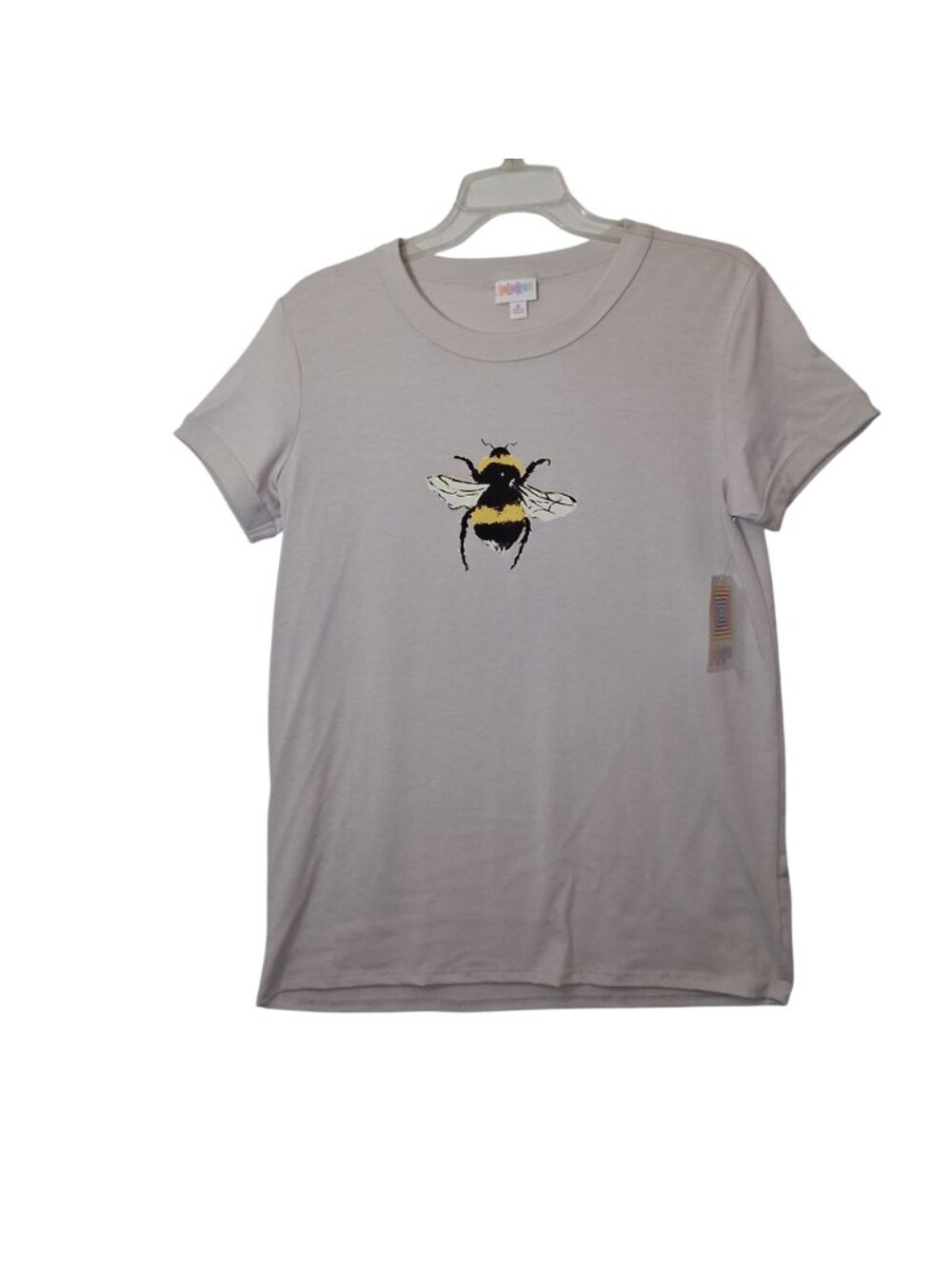 LuLaRoe Womens Gray T-Shirt With Yellow & Black Bee Graphic Size M